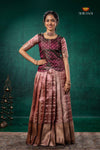 Brown Tissue Turmeric Traditional Pattu Pavadai Set