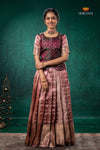 Brown Tissue Turmeric Traditional Pattu Pavadai Set