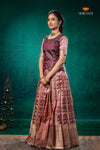 Brown Tissue Turmeric Traditional Pattu Pavadai Set