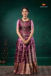 Pink Tissue Turmeric Traditional Pattu Pavadai Set