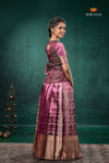 Pink Tissue Turmeric Traditional Pattu Pavadai Set