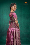Pink Tissue Turmeric Traditional Pattu Pavadai Set