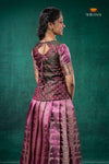 Pink Tissue Turmeric Traditional Pattu Pavadai Set