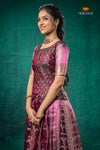 Pink Tissue Turmeric Traditional Pattu Pavadai Set