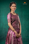 Pink Tissue Turmeric Traditional Pattu Pavadai Set