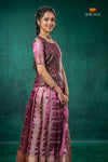 Pink Tissue Turmeric Traditional Pattu Pavadai Set