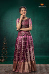 Pink Tissue Turmeric Traditional Pattu Pavadai Set
