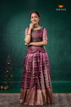 Pink Tissue Turmeric Traditional Pattu Pavadai Set
