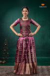 Pink Tissue Turmeric Traditional Pattu Pavadai Set