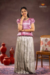 Half White Misty Lilac Traditional Pattu Pavadai Set