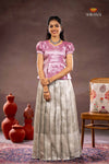 Half White Misty Lilac Traditional Pattu Pavadai Set