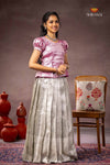 Half White Misty Lilac Traditional Pattu Pavadai Set
