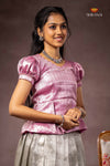 Half White Misty Lilac Traditional Pattu Pavadai Set