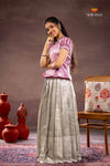 Half White Misty Lilac Traditional Pattu Pavadai Set