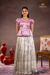 Half White Misty Lilac Traditional Pattu Pavadai Set