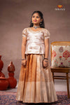Peach Misty Lilac Traditional Pattu Pavadai Set