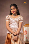 Peach Misty Lilac Traditional Pattu Pavadai Set