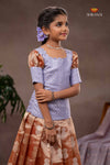 Brown Silver Pendant Traditional Pattu Pavadai Set