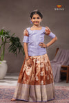 Brown Silver Pendant Traditional Pattu Pavadai Set