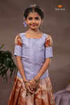 Brown Silver Pendant Traditional Pattu Pavadai Set