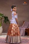 Brown Silver Pendant Traditional Pattu Pavadai Set