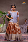 Brown Silver Pendant Traditional Pattu Pavadai Set