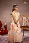 Peach Yellow Diamond Traditional Pattu Pavadai Set
