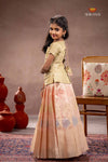 Peach Yellow Diamond Traditional Pattu Pavadai Set