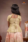 Peach Yellow Diamond Traditional Pattu Pavadai Set