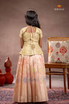 Peach Yellow Diamond Traditional Pattu Pavadai Set