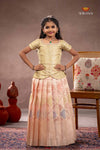 Peach Yellow Diamond Traditional Pattu Pavadai Set