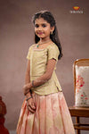 Peach Yellow Diamond Traditional Pattu Pavadai Set