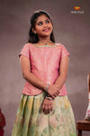 Green Yellow Diamond Traditional Pattu Pavadai Set