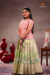 Green Yellow Diamond Traditional Pattu Pavadai Set