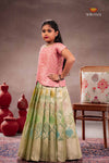 Green Yellow Diamond Traditional Pattu Pavadai Set