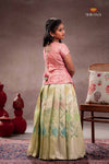 Green Yellow Diamond Traditional Pattu Pavadai Set