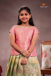Green Yellow Diamond Traditional Pattu Pavadai Set