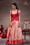 Red Kota Moraccan Traditional Pattu Pavadai Set