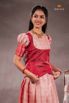 Red Kota Moraccan Traditional Pattu Pavadai Set