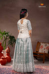 Blue White Peacock Traditional Pattu Pavadai Set