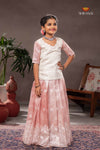 Pink White Peacock Traditional Pattu Pavadai Sets