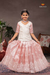 Pink White Peacock Traditional Pattu Pavadai Sets