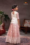 Pink White Peacock Traditional Pattu Pavadai Sets