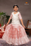 Pink White Peacock Traditional Pattu Pavadai Sets