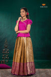 Mustard Yellow Golden Annam EMB Traditional Pattu Pavadai Set