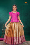 Mustard Yellow Golden Annam EMB Traditional Pattu Pavadai Set