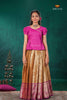 Mustard Yellow Golden Annam EMB Traditional Pattu Pavadai Set