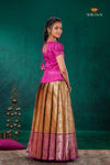 Mustard Yellow Golden Annam EMB Traditional Pattu Pavadai Set