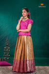 Mustard Yellow Golden Annam EMB Traditional Pattu Pavadai Set