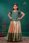 Sandal Golden Annam EMB Traditional Pattu Pavadai Set